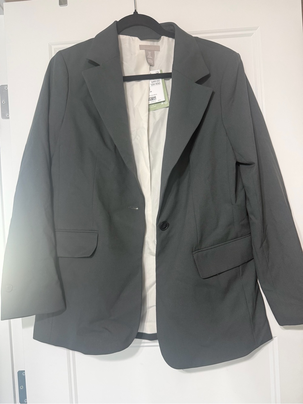 H&M Men's Charcoal Gray Single-Button Blazer